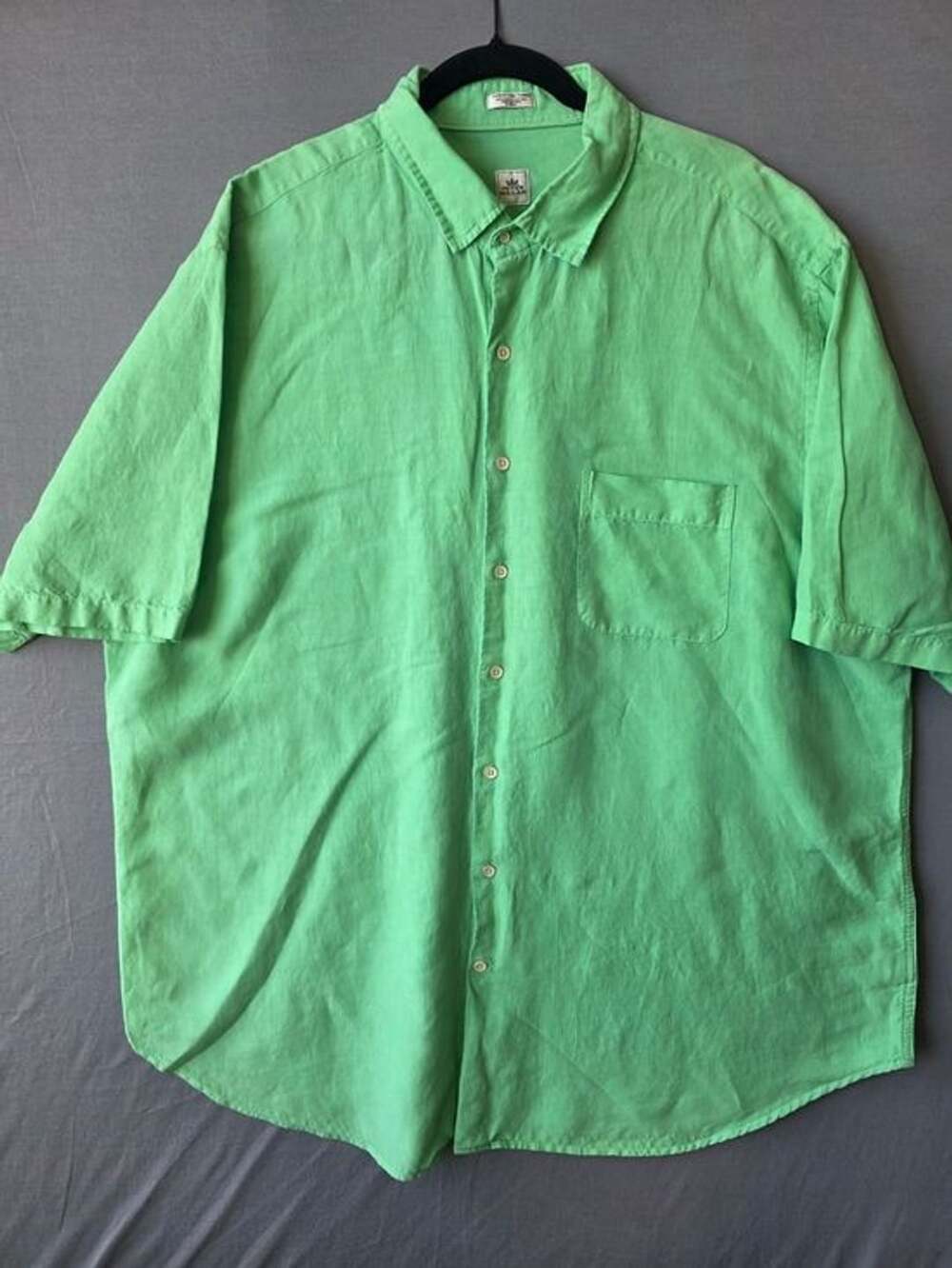 Peter Millar Crown Sport Men’s 2XL Green Linen Silk Short Sleeve Button Down